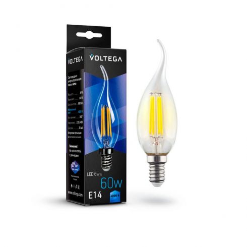 Лампа светодиодная Voltega Crystal Candle wind E14 6W 4000К 7018 фото