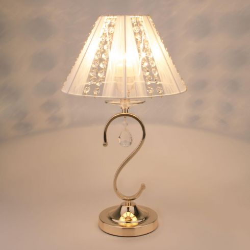 Настольная лампа с хрусталем Eurosvet Alexis 3419/1T золото/белый хрусталь Strotskis® фото