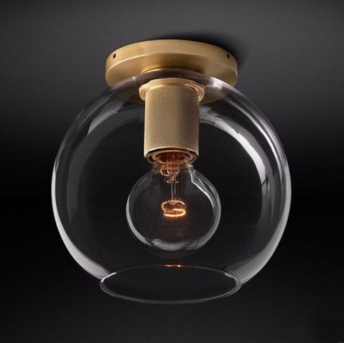 Потолочный светильник ImperiumLoft Rh Utilitaire Globe Shade Flushmount Brass фото