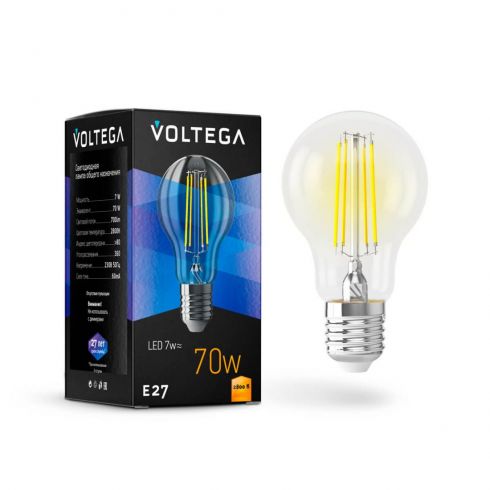 Лампа светодиодная Voltega Crystal A60 E27 7W 2800К 7140 фото
