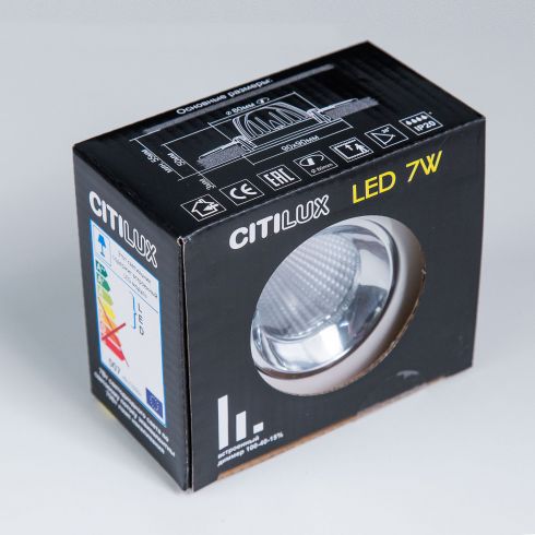 Встраиваемый светильник Citilux Альфа CLD001KNW1 белый + хром фото