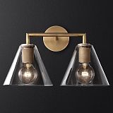 Бра ImperiumLoft Rh Utilitaire Funnel Shade Double Brass