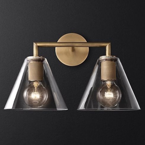 Бра ImperiumLoft Rh Utilitaire Funnel Shade Double Brass фото