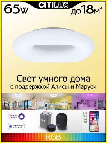 Потолочный светильник с управлением голосом и смартфоном Citilux Стратус Смарт CL732A520G фото