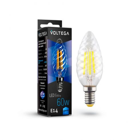 Лампа светодиодная диммируемая Voltega Crystal Candle corn E14 6W 4000К 7028 фото