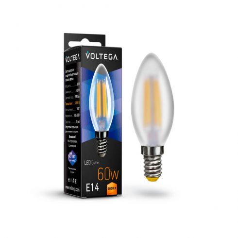 Лампа светодиодная Voltega Crystal Candle matt E14 6W 2800К 7044 фото
