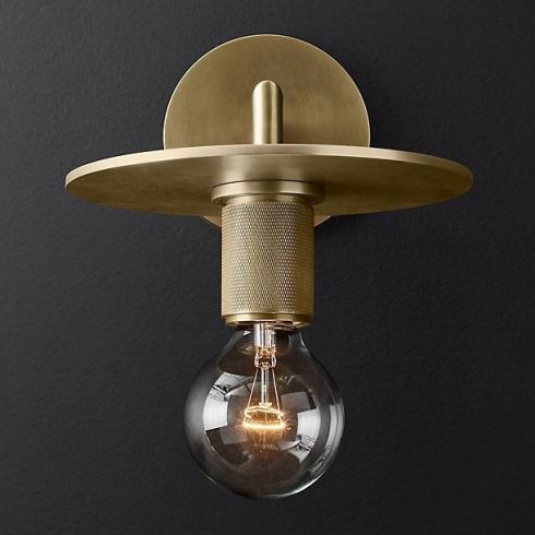 Бра ImperiumLoft Rh Utilitaire Knurled Disk Shade Brass фото