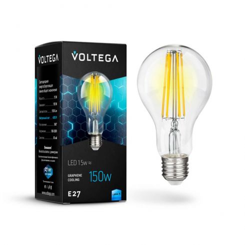 Лампа светодиодная Voltega Crystal A60 E27 15W 4000К 7103 фото