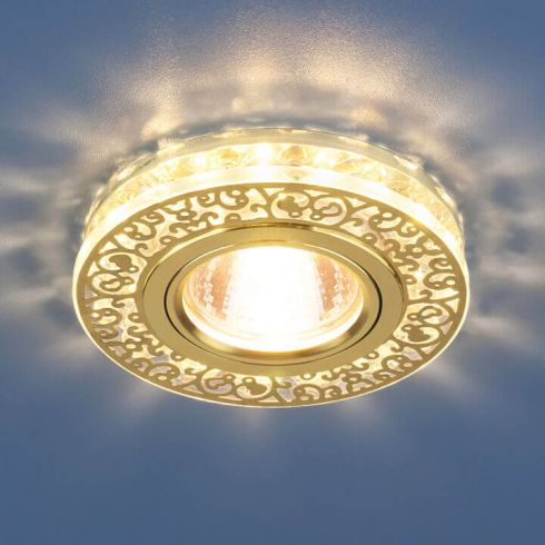 Точечный светодиодный светильник со светодиодной подсветкой Elektrostandard 6034 MR16 GD/CL золото/прозрачный фото