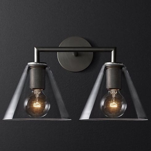 Бра ImperiumLoft Rh Utilitaire Funnel Shade Double Black фото