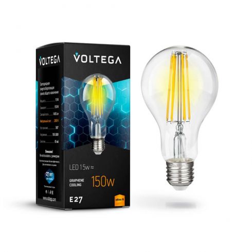 Лампа светодиодная Voltega Crystal A60 E27 15W 2800К 7104 фото