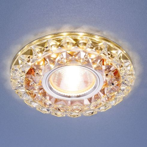 Встраиваемый потолочный светильник со светодиодной подсветкой Elektrostandard 2170 MR16 GC CL тонированный прозрачный фото
