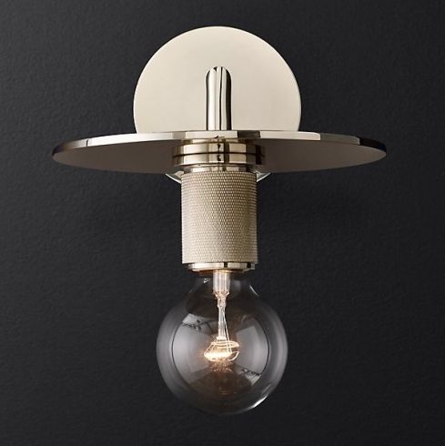Бра ImperiumLoft Rh Utilitaire Knurled Disk Shade Silver фото