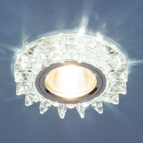 Точечный светодиодный светильник с хрусталем Elektrostandard 6037 MR16 SL зеркальный/серебро фото