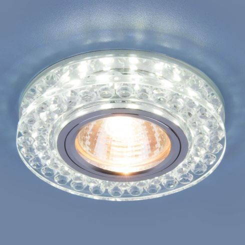 Точечный светодиодный светильник со светодиодной подсветкой Elektrostandard 8381 MR16 CL/SL прозрачный/серебро фото