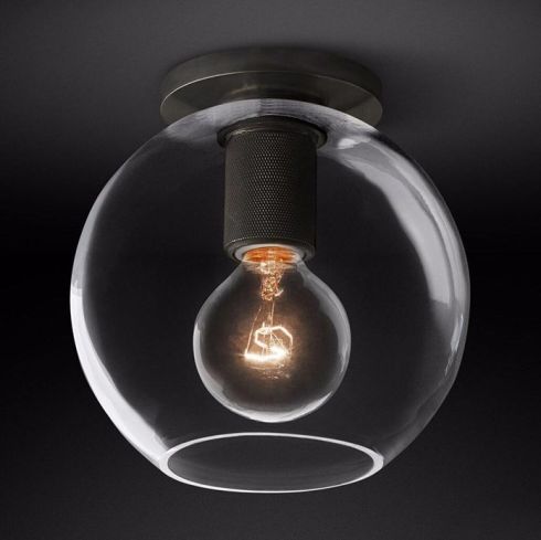 Потолочный светильник ImperiumLoft Rh Utilitaire Globe Shade Flushmount Black фото